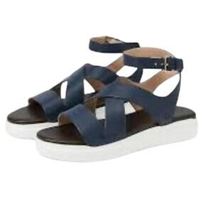 Cole Haan GrandPro Rally Castine Platform Sandal Blue Soze 6.5B‎ Strappy Leather